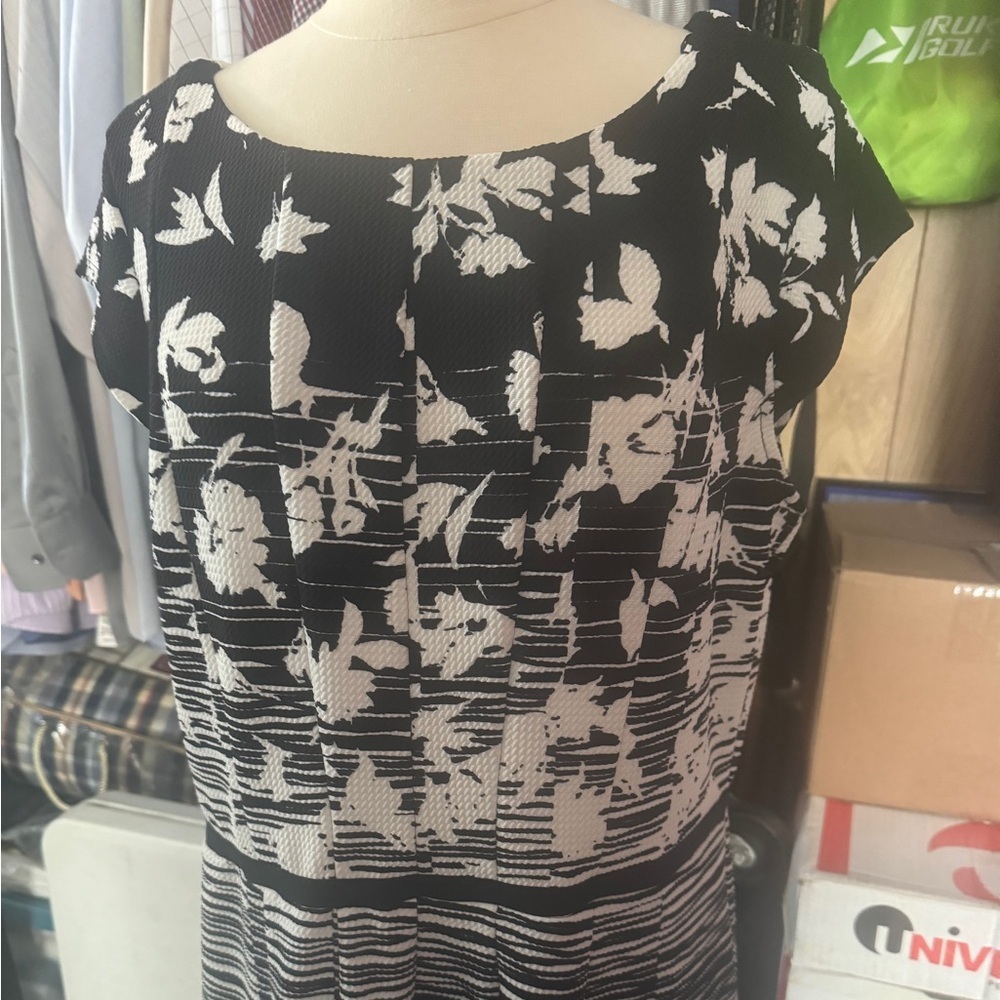 Elle Black and White Midi Dress - Picture 5 of 13